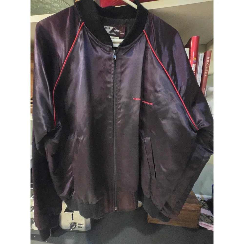 Vintage McDonnell Douglas T-45A Goshawk Satin Bomber Jacket Black Mens XL USA